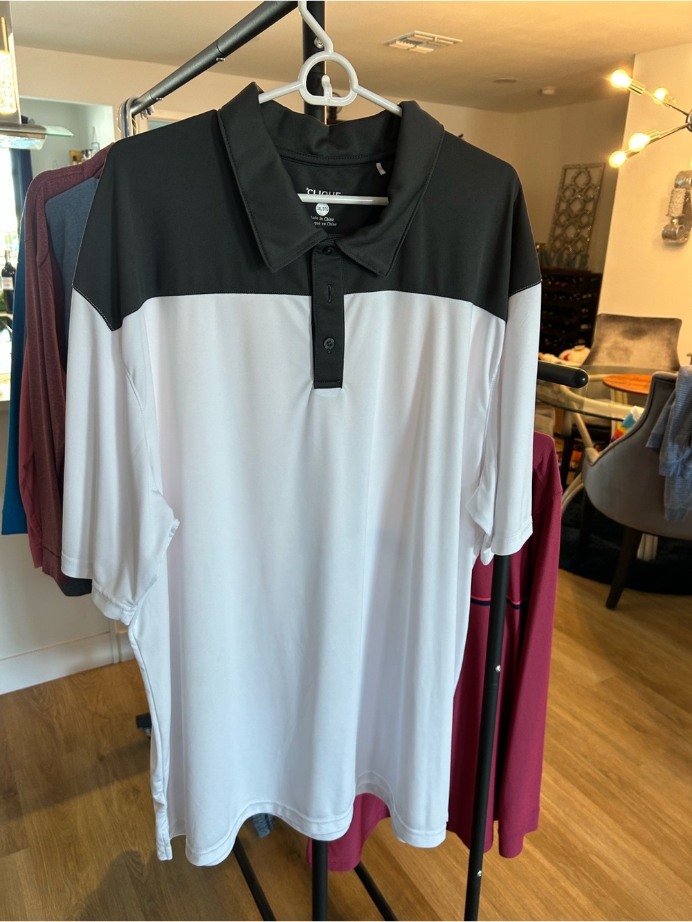 Men's Two-Tone Performance Polo - Black & White